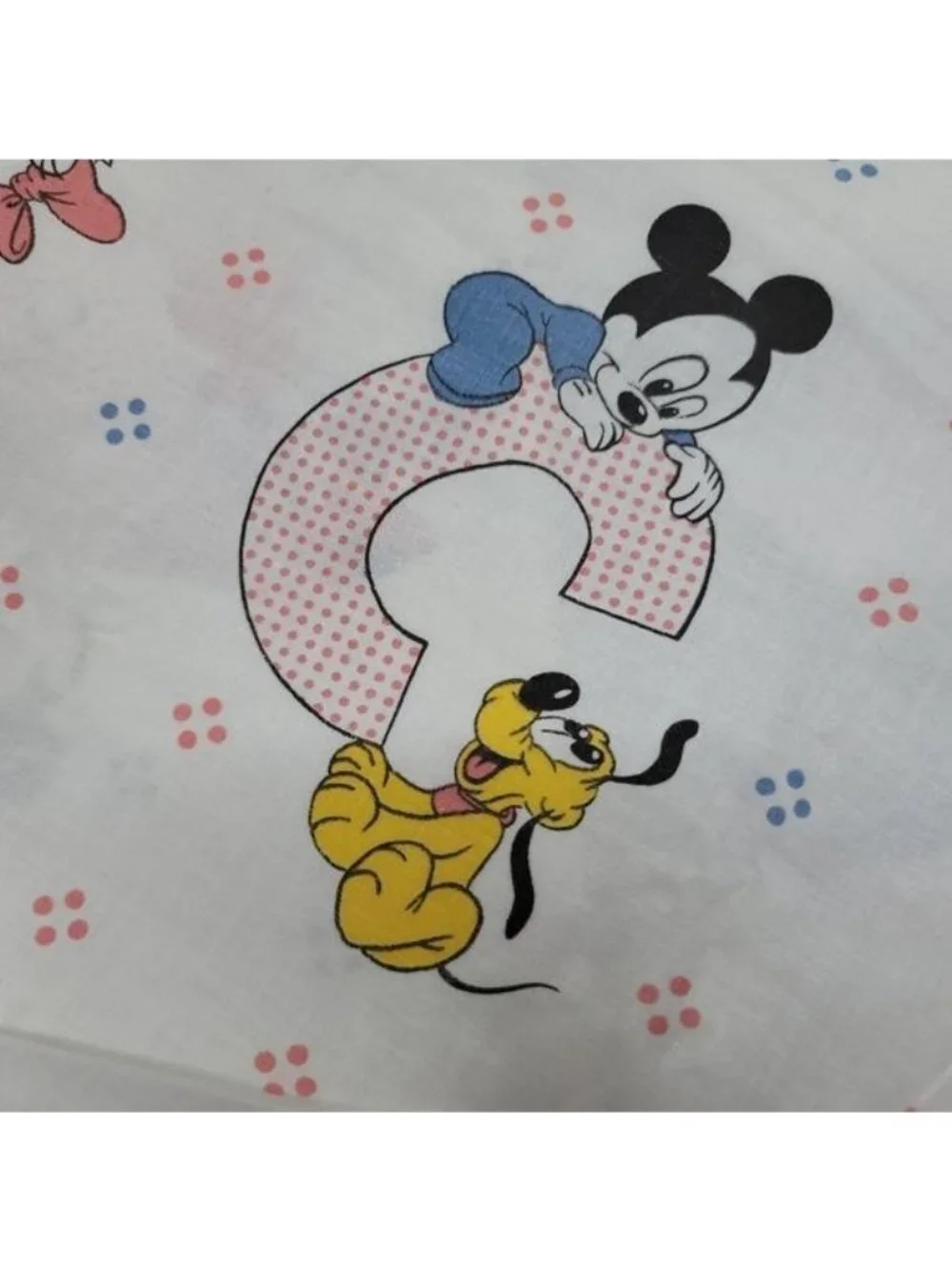 Disney vintage crib sheet 1984 ABC alphabet minni mickey Pluto Donald crib sheet